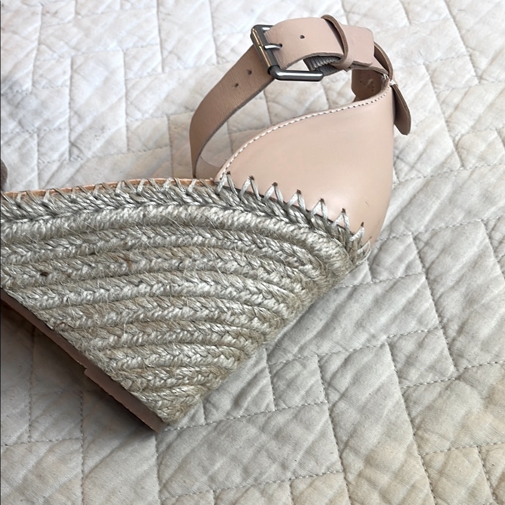 Nude Braided Espadrille Wedge Sandals with Ankle Strap - Picture 6 of 11